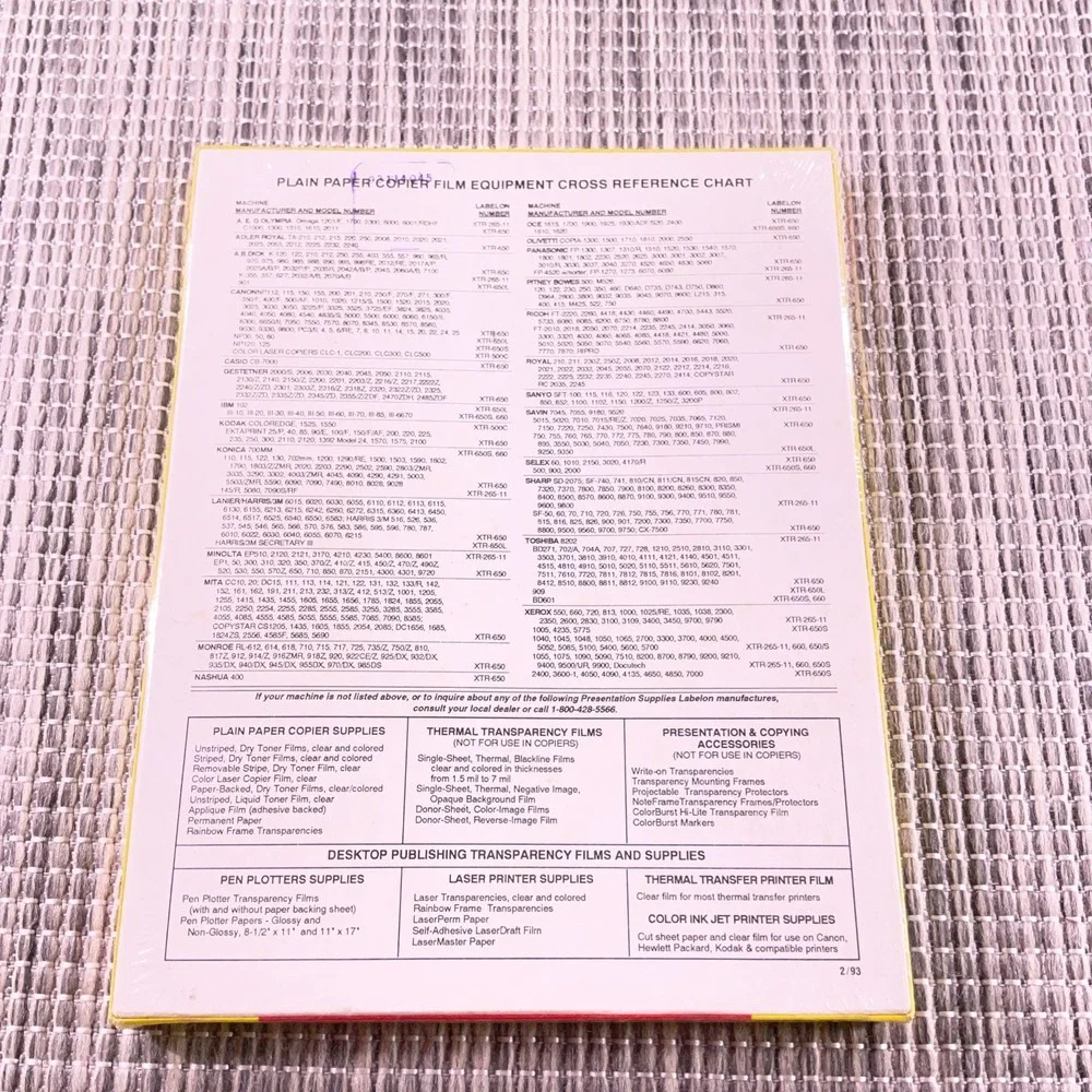 NEW LABELON XTR 650 Overhead Projection Transparency Film 100 Sheets SEALED NOS